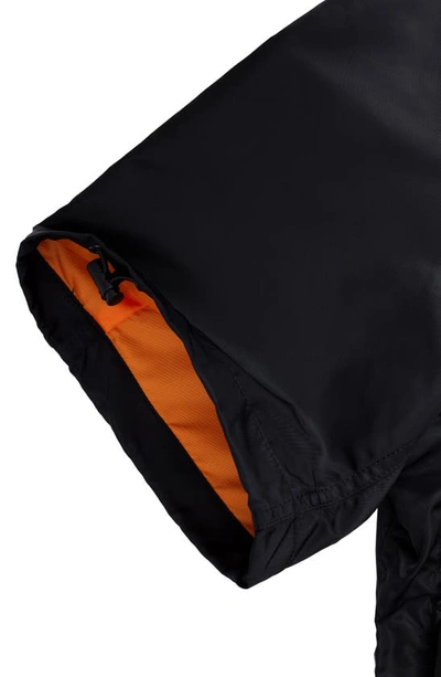 Alpha Industries Short Sleeve Zip-up Satin Flight Jacket In Black