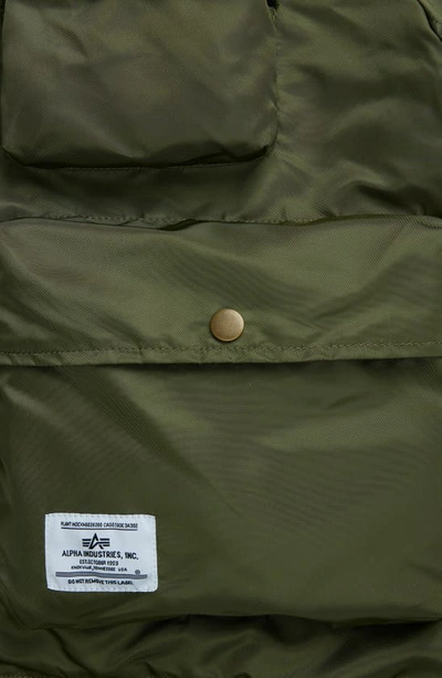 Alpha Industries Short Sleeve Zip-up Satin Flight Jacket In Green
