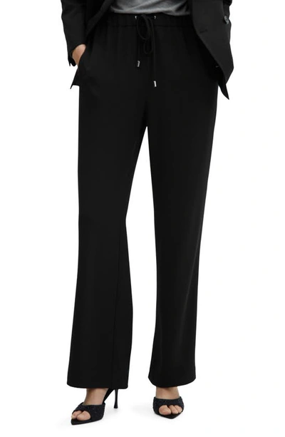 Shop Mango Straight Leg Drawstring Pants In Black