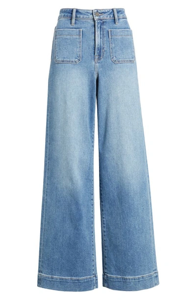 Hidden Jeans Patch Pocket Wide Leg Jeans In Medium Wash