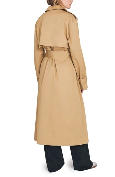 Favorite Daughter The Charles Tie Waist Double Breasted Trench Coat In Sand