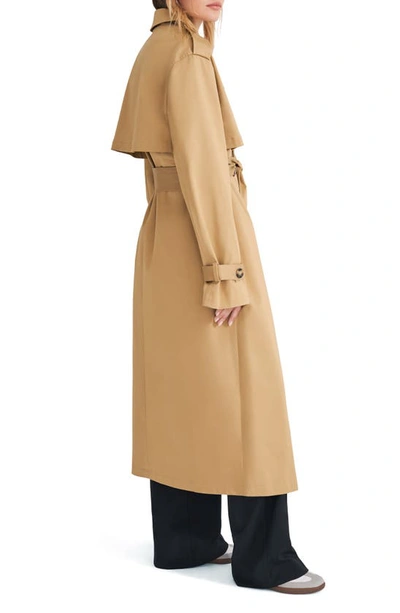 Shop Favorite Daughter The Charles Tie Waist Double Breasted Trench Coat In Sand