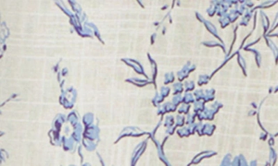 Shop Mango Floral Cotton Drawstring Pants In Blue
