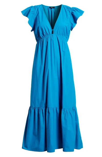 Shop Rails Tina Flutter Sleeve Cotton Blend Midi Dress In Turkish Tile