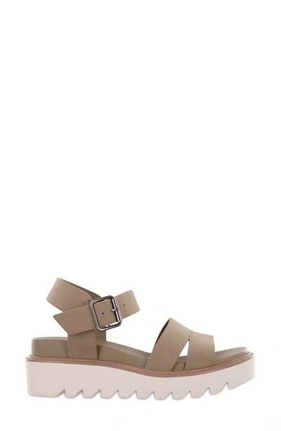 Mia Jovie Ankle Strap Platform Wedge Sandal In Sand