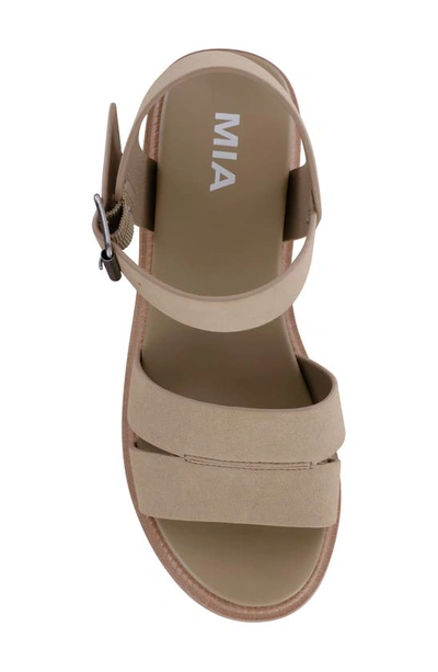 Mia Jovie Ankle Strap Platform Wedge Sandal In Sand