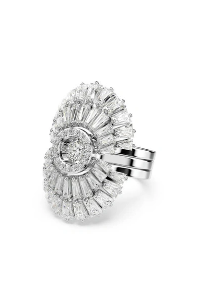 Swarovski Set Of 3 Idyllia Cubic Zirconia Cocktail Rings In Silver