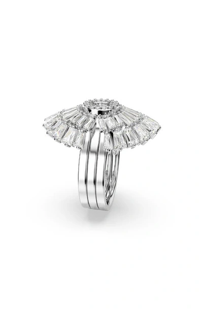 Swarovski Set Of 3 Idyllia Cubic Zirconia Cocktail Rings In Silver