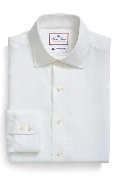 Shop Brooks Brothers X Thomas Mason® Solid Linen Dress Shirt In Solid White