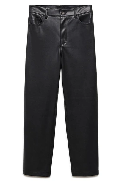 Shop Mango Faux Leather Straight Leg Pants In Black