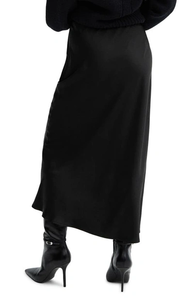 Shop Mango Satin Midi Skirt In Black