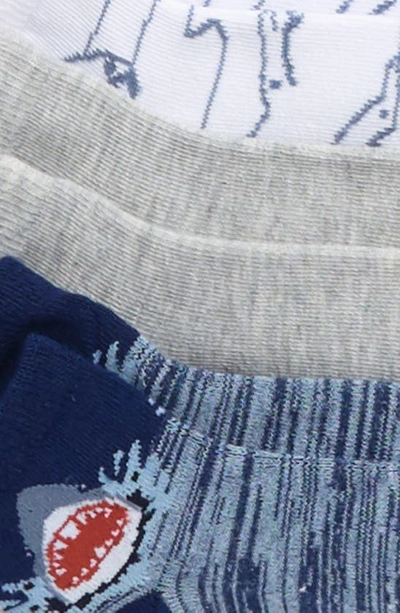 Shop Nordstrom Kids' 6-pack Assorted Quarter Crew Socks In Navy- Grey Shark Stripe Pack
