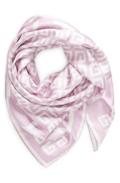 Shop Givenchy 4g Monogram Silk Twill Square Scarf In 29-old Pink/ White
