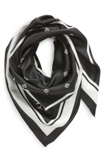 Shop Givenchy 4g Silk Square Scarf In 1- Black/ White