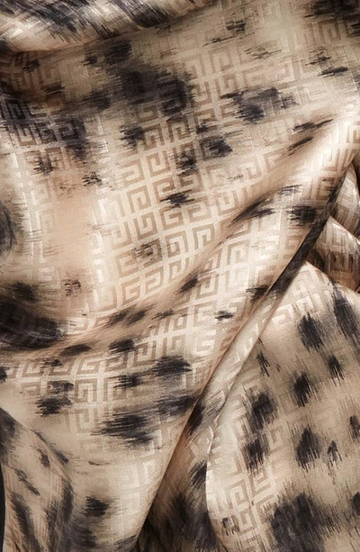 Shop Givenchy Animal Print 4g Jacquard Square Silk Scarf In 1-brown/ Beige