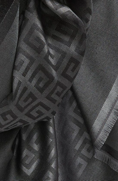 Shop Givenchy 4g Jacquard Silk & Wool Scarf In 2-dk Grey/ Grey