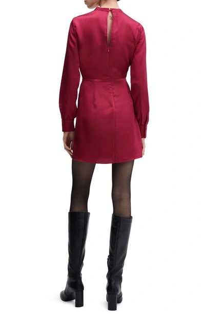 Mango Puffed Sleeves Satin Dress Medium Red In Medium Red
