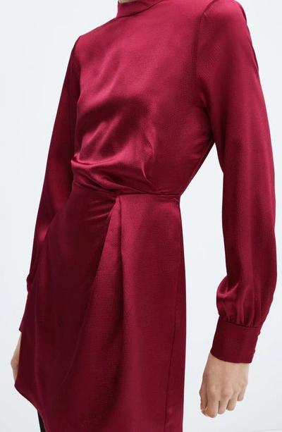 MANGO MANGO LONG SLEEVE SATIN DRESS 