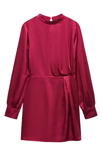 Mango Puffed Sleeves Satin Dress Medium Red In Medium Red