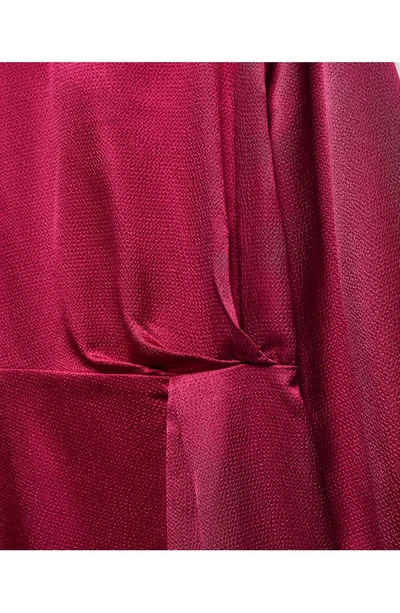 Mango Puffed Sleeves Satin Dress Medium Red In Medium Red