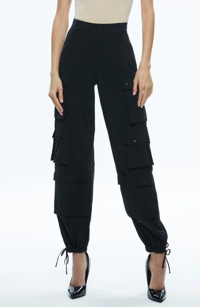 Shop Alice And Olivia Alice + Olivia Olympia Mr. Baggy Cargo Pants In Black