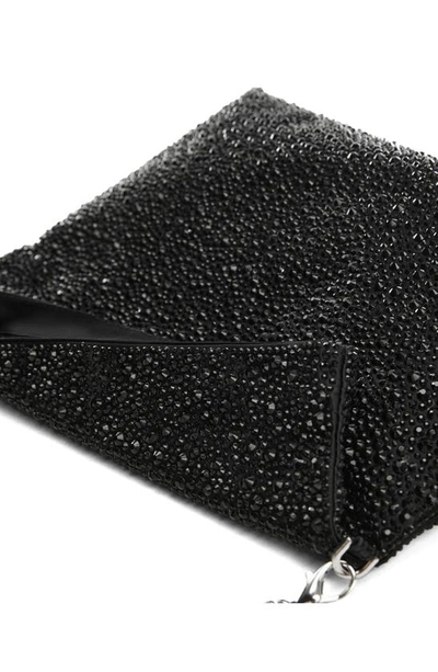 Mango Crystal Chain Strap Handbag In Black