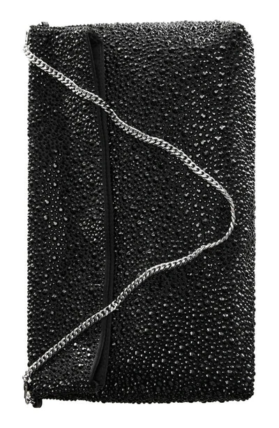 Mango Crystal Chain Strap Handbag In Black