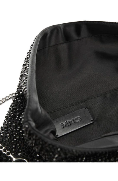 Mango Crystal Chain Strap Handbag In Black