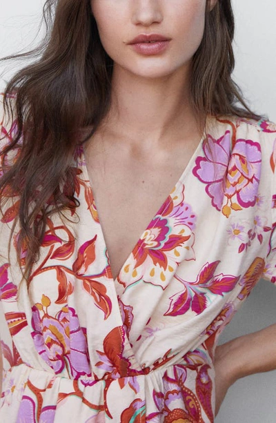 Mango Floral Wrap Dress Off White In Off White