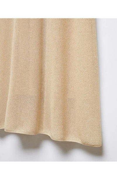 Shop Mango Metallic Long Sleeve Knit Dress In Gold