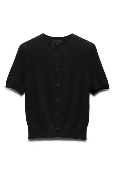 Rag & Bone Short-sleeve Knit Cardigan In Black