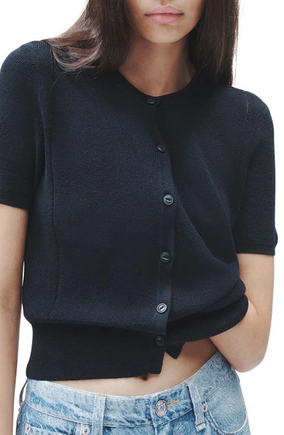 Rag & Bone Short-sleeve Knit Cardigan In Black