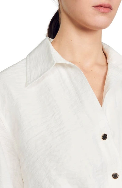 Shop Sandro Romyne Crop Button-up Shirt In White