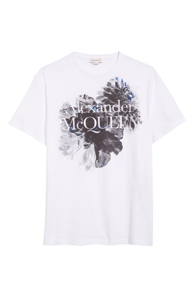 Shop Alexander Mcqueen Dutch Flower Logo Graphic T-shirt In White / Black