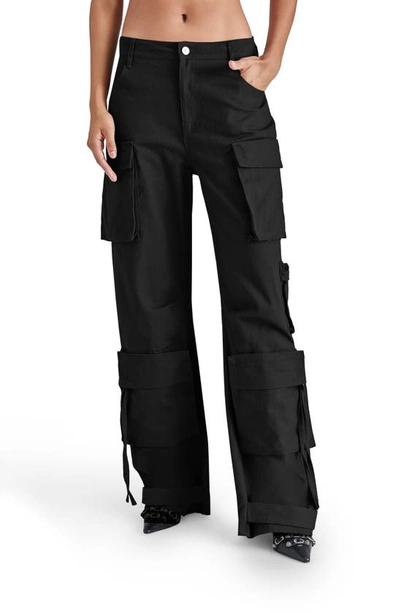 Shop Steve Madden Duo Wide Leg Cargo Pants In Black