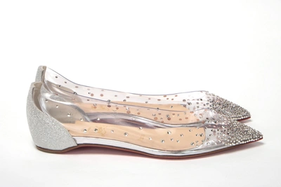 Shop Christian Louboutin Silver Crystals Flat Point Toe Women's Shoe