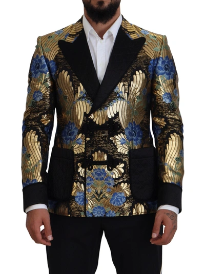 Shop Dolce & Gabbana Elegant Floral Evening Party Men's Blazer In Gold