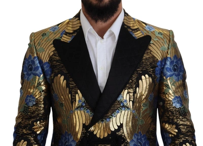 Dolce & Gabbana Gold Lurex Double Breasted Jacket Blazer In Gold