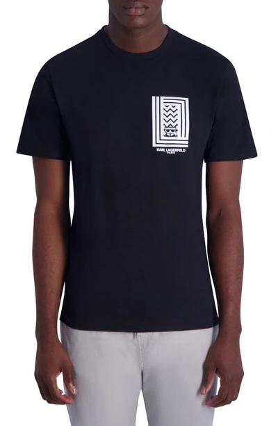 Shop Karl Lagerfeld Paris Rubberized Logo Cotton Graphic T-shirt In Black