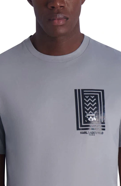 Shop Karl Lagerfeld Paris Rubberized Logo Cotton Graphic T-shirt In Grey