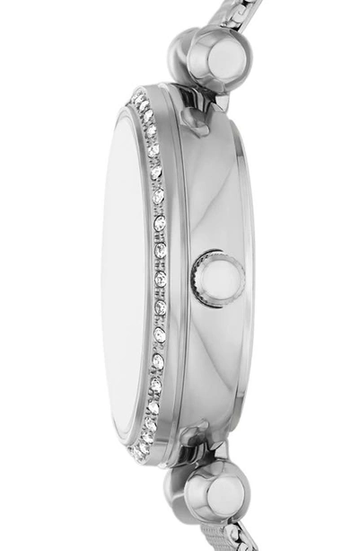 Shop Fossil Tillie Mini Three Hand Quartz Cz Bezel Bracelet Watch, 26mm In Silver
