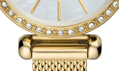 Shop Fossil Tillie Mini Three Hand Quartz Cz Bezel Bracelet Watch, 26mm In Gold