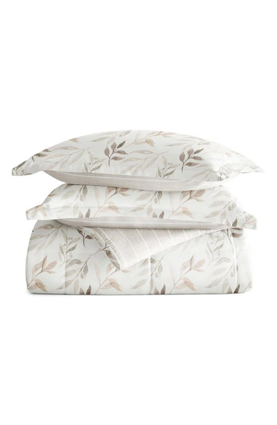 Shop Ienjoy Home Foliage Stripe Reversible 3-piece Comforter Set In Ivory