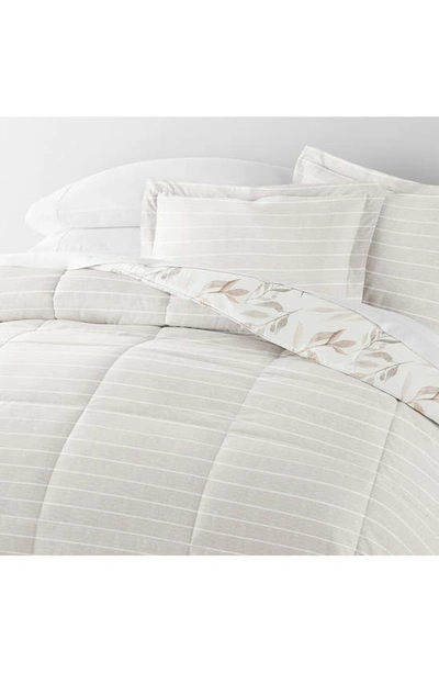 Shop Ienjoy Home Foliage Stripe Reversible 3-piece Comforter Set In Ivory