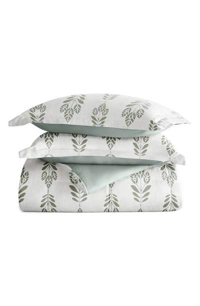 Shop Ienjoy Home Folk Leaves Reversible 3-piece Comforter Set In Eucalyptus