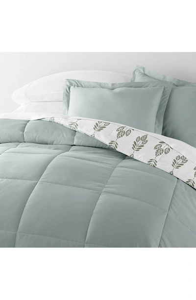 Shop Ienjoy Home Folk Leaves Reversible 3-piece Comforter Set In Eucalyptus