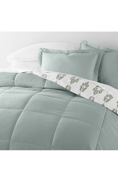 Ienjoy Home Folk Leaves Reversible 3-piece Comforter Set In Eucalyptus