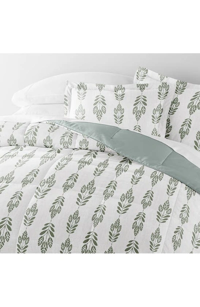 Shop Ienjoy Home Folk Leaves Reversible 3-piece Comforter Set In Eucalyptus