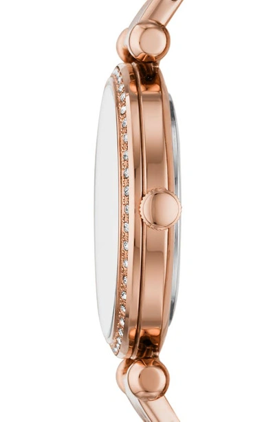 Shop Fossil Tillie Three Hand Quartz Cz Bezel Bracelet Watch, 36mm In Rose Gold