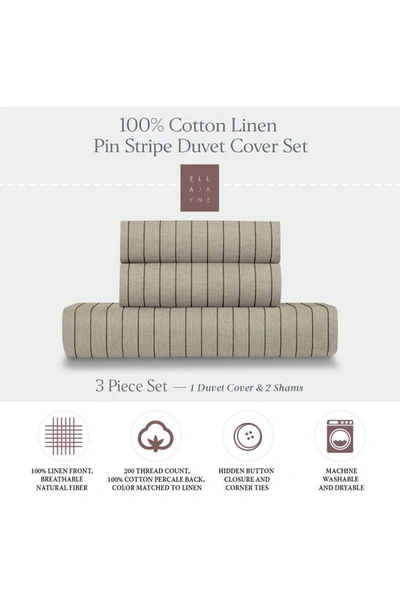 Shop Ella Jayne Home Stripe Linen & Cotton 3-piece Duvet Set In Natural Black Pin Stripe